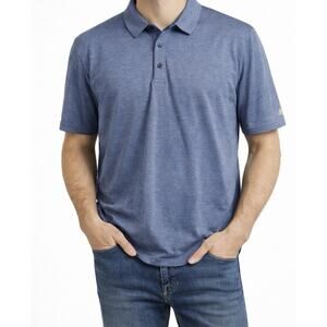 Adidas Golf Polo Shirt Moisture Wicking Gray/Blue Men's Size L Short Sleeve